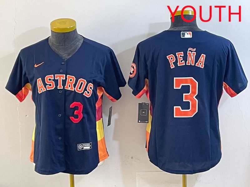 Youth Houston Astros #3 Pena Blue City Edition 2025 Nike MLB Jersey style 2